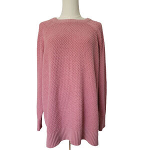 Old Navy Chunky Shaker Knit Sweater Pink Sz L Casual Feminine Preppy Cottagecore